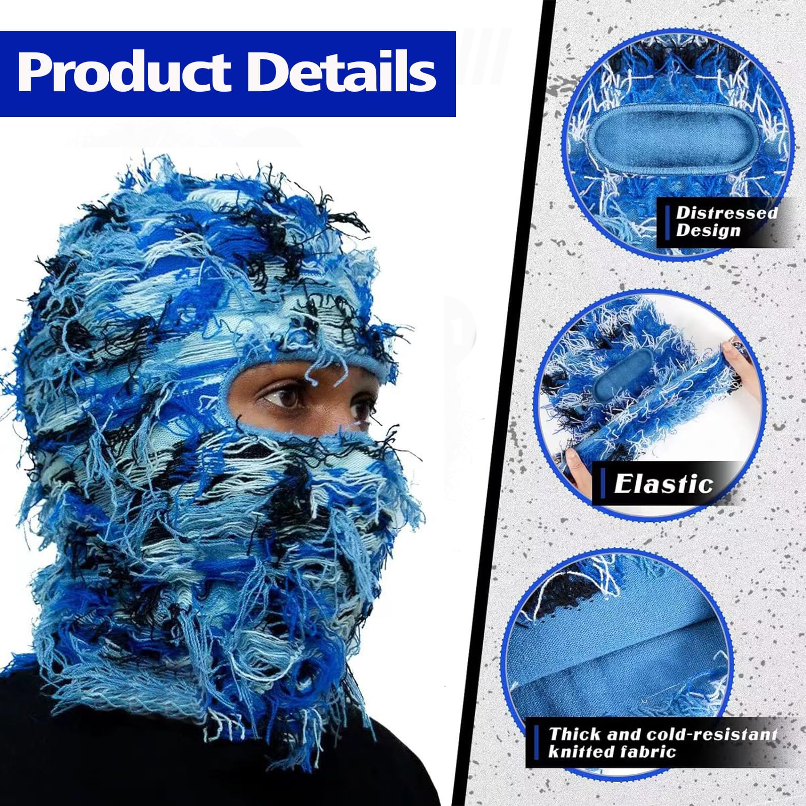 DUNBE 2 Pack Distressed Balaclava Ski Mask Full Face Knitted